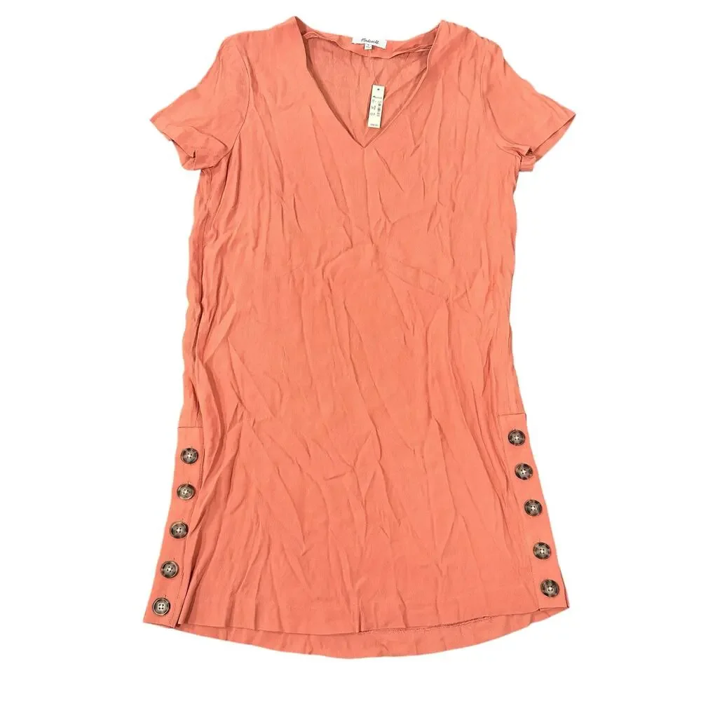 Madewell Women's Side-Button Easy Dress Sweet Dahlia Size S